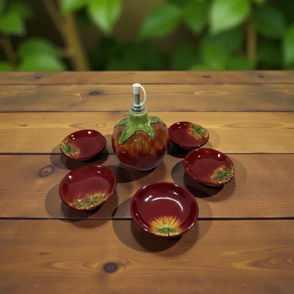 STYLE EYES BY BAUM BROS OLIVE OIL DIPPING SET - Tomato Pourer w/ 4 Dip Trays